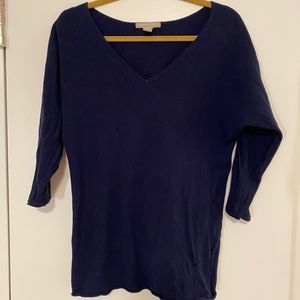 Navy 3/4 Length V-Neck Sweater